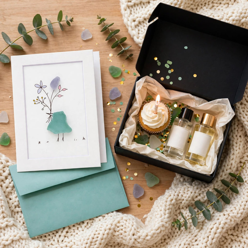 Sea Glass Bird Flower Wishes Greeting Card
