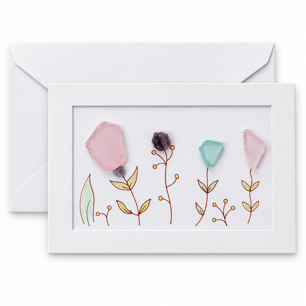 Sea Glass Stem Flowers Greeting Card
