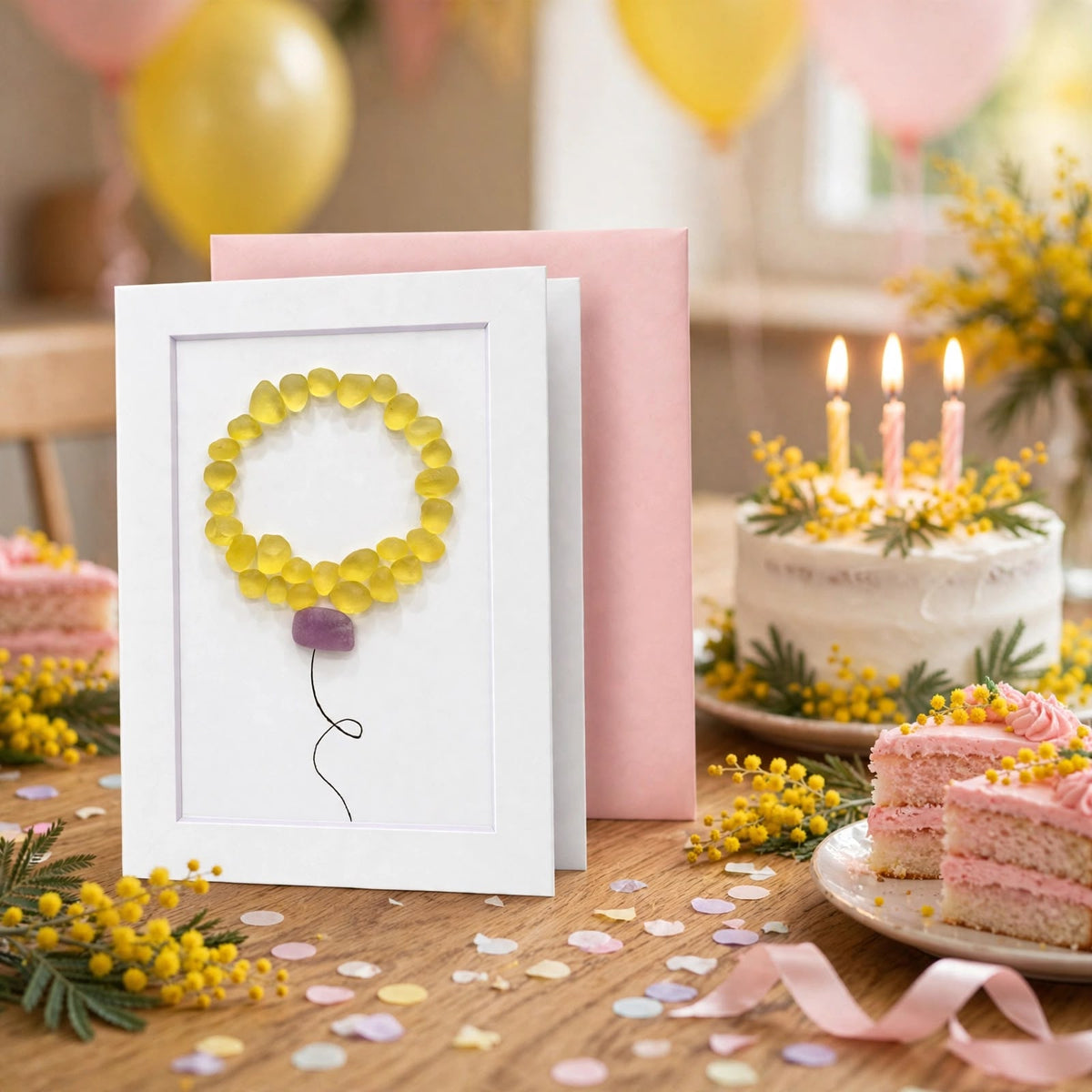 Sea Glass Singe Balloon Greeting Card
