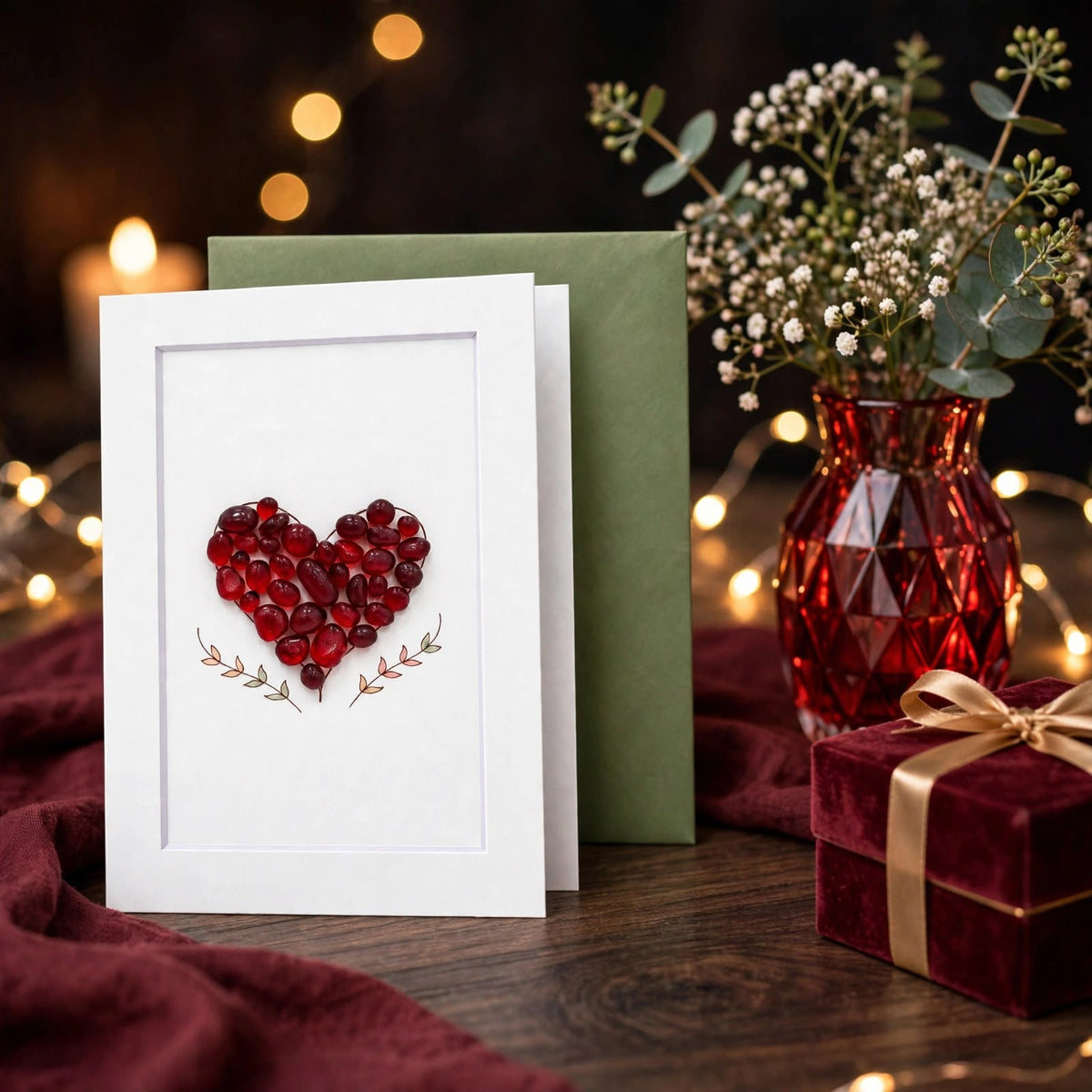 Sea Glass Red Filled Heart Greeting Card