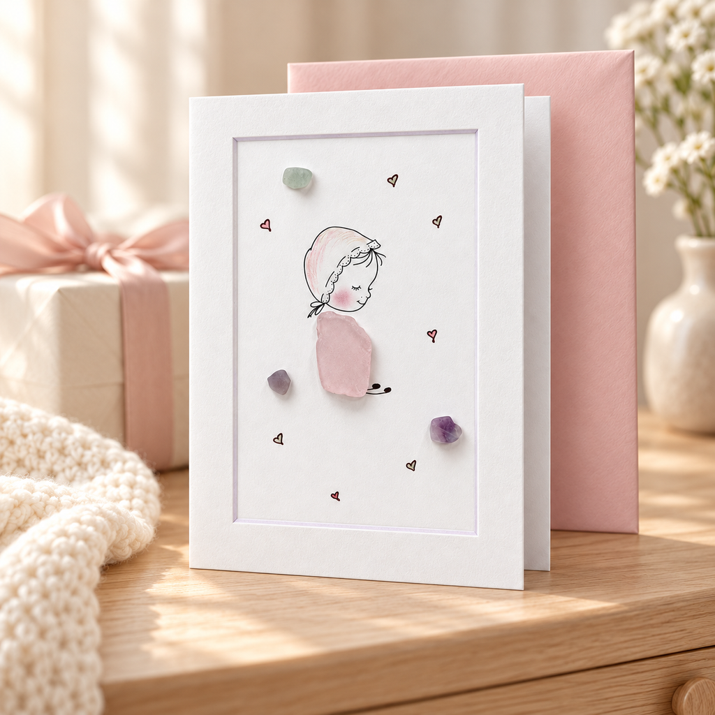 Sea Glass Baby Girl Greeting Card