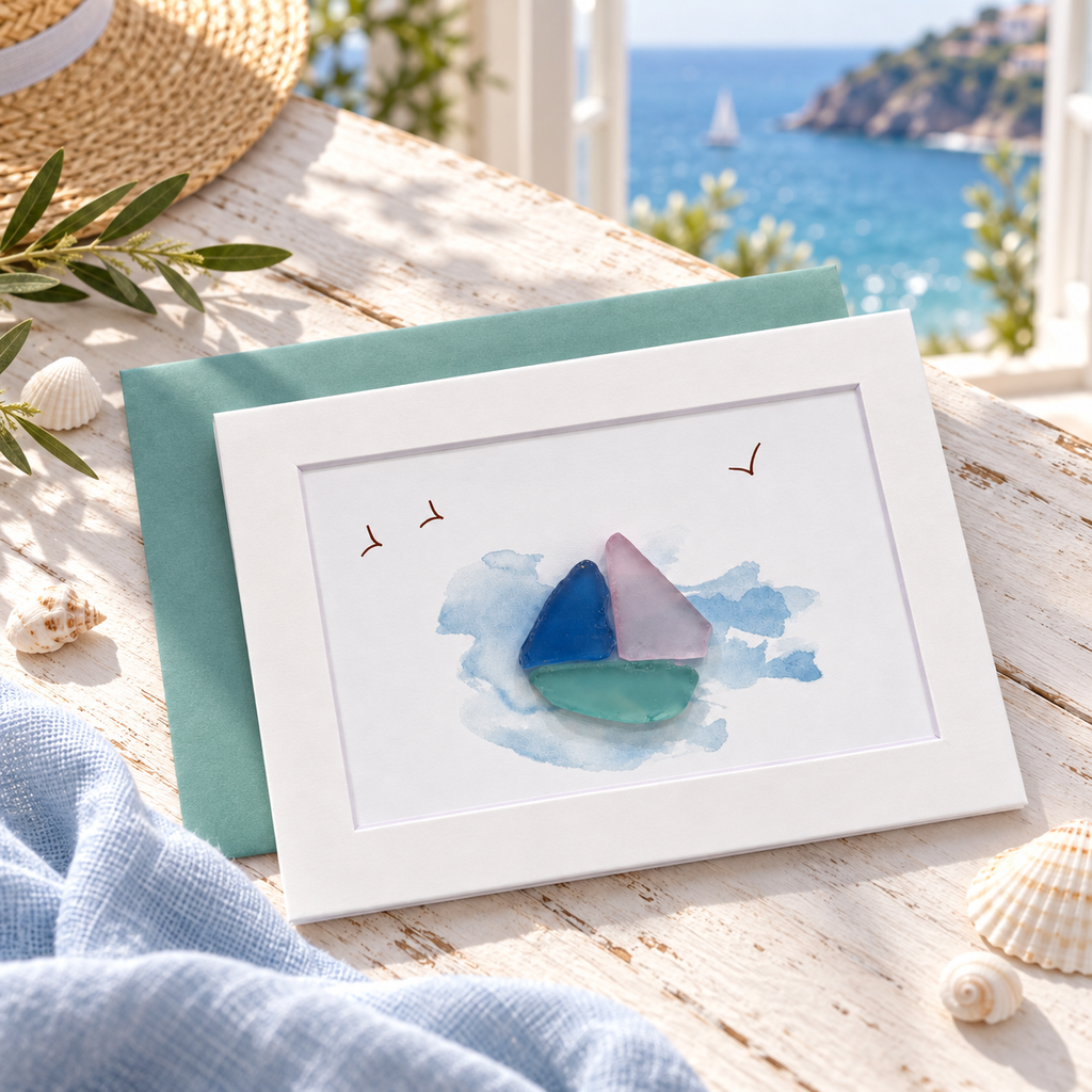 Sea Glass Boat Greeting Card