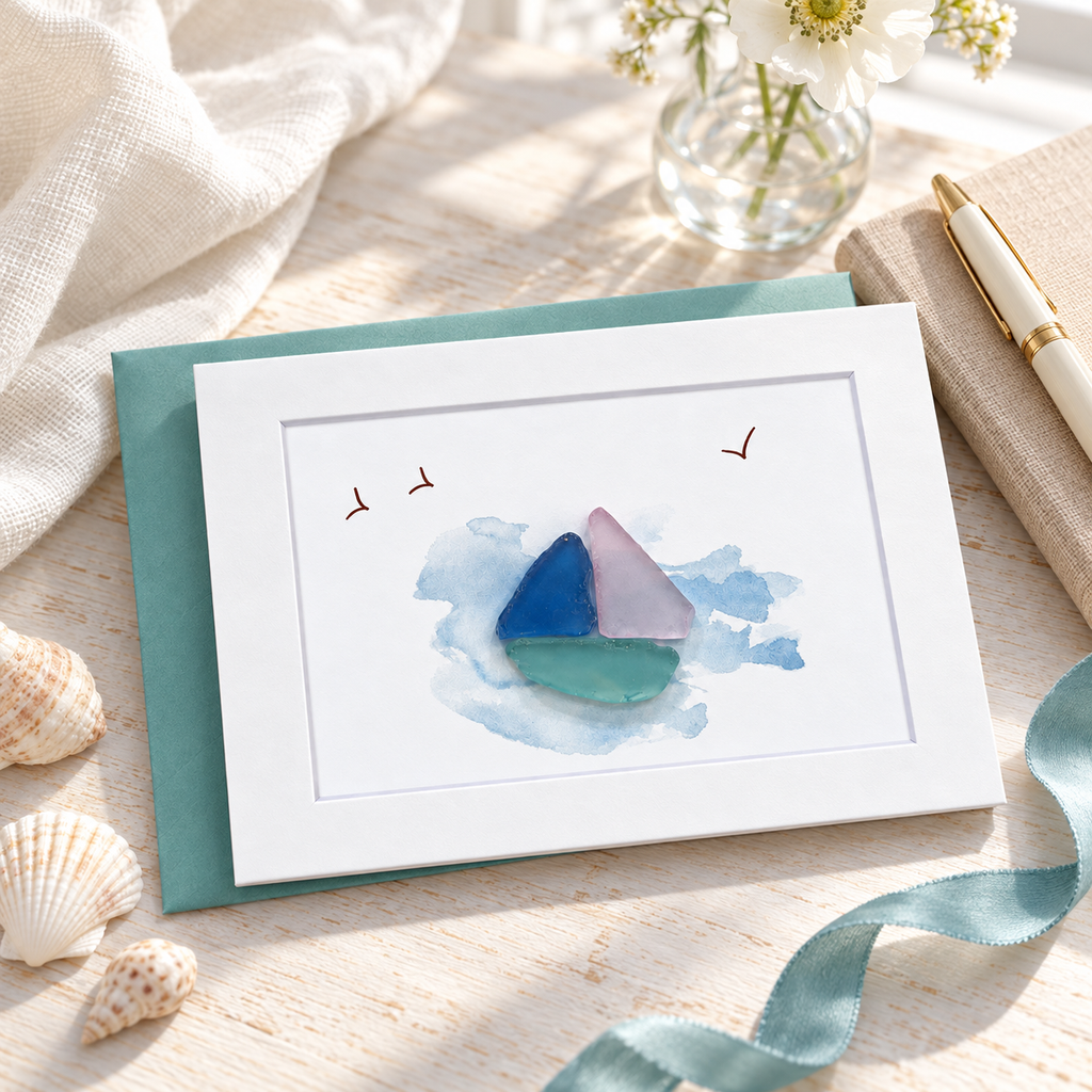 Sea Glass Boat Greeting Card