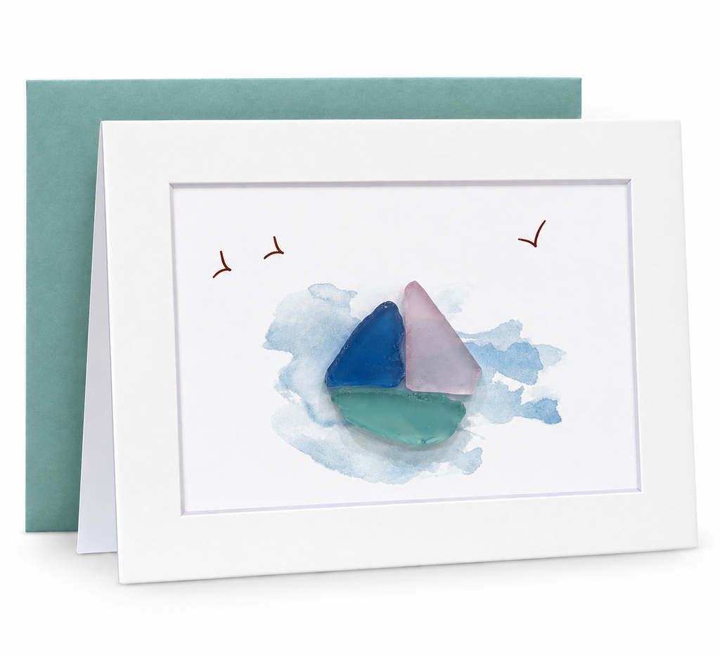 Sea Glass Boat Greeting Card