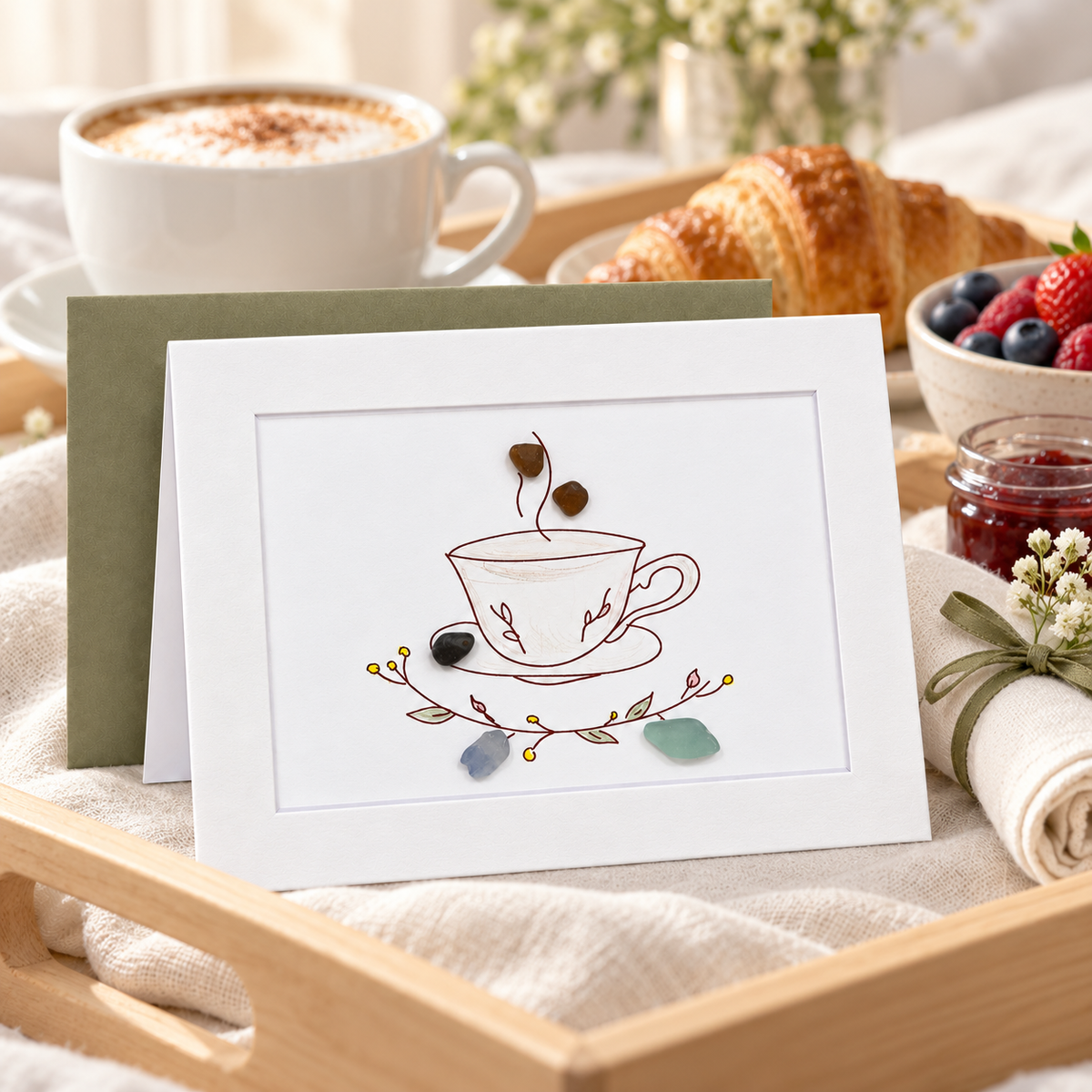 Sea Glass Coffee Greeting Card