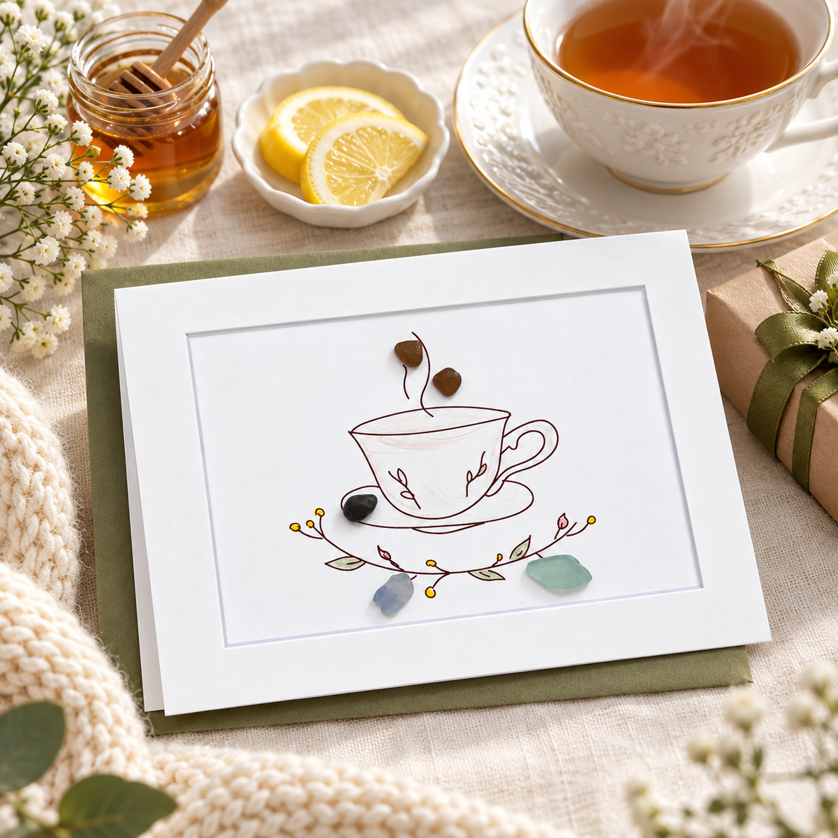 Sea Glass Coffee Greeting Card