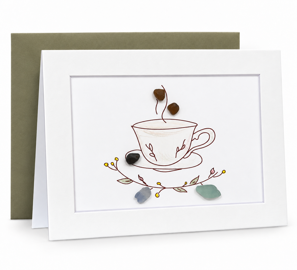 Sea Glass Coffee Greeting Card