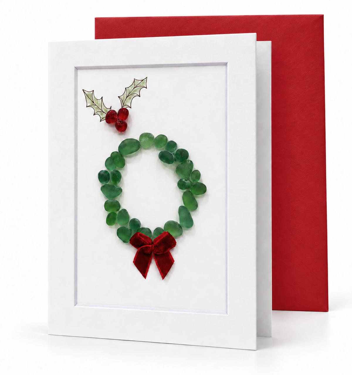 Sea Glass Christmas Wreath Greeting Card