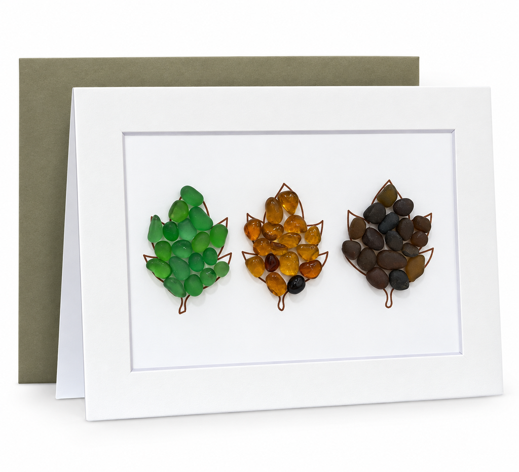Sea Glass Fall leaves Greeting Card