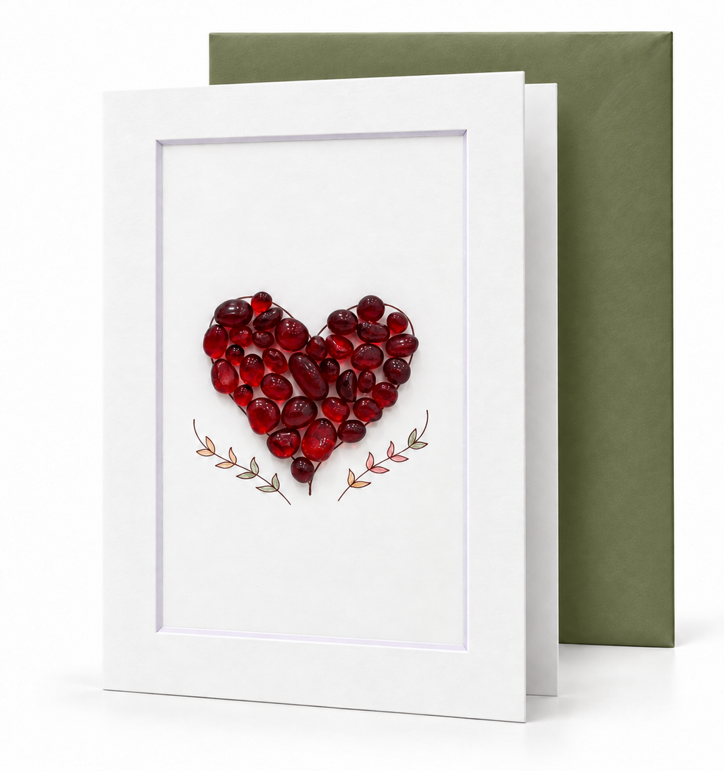 Sea Glass Red Filled Heart Greeting Card