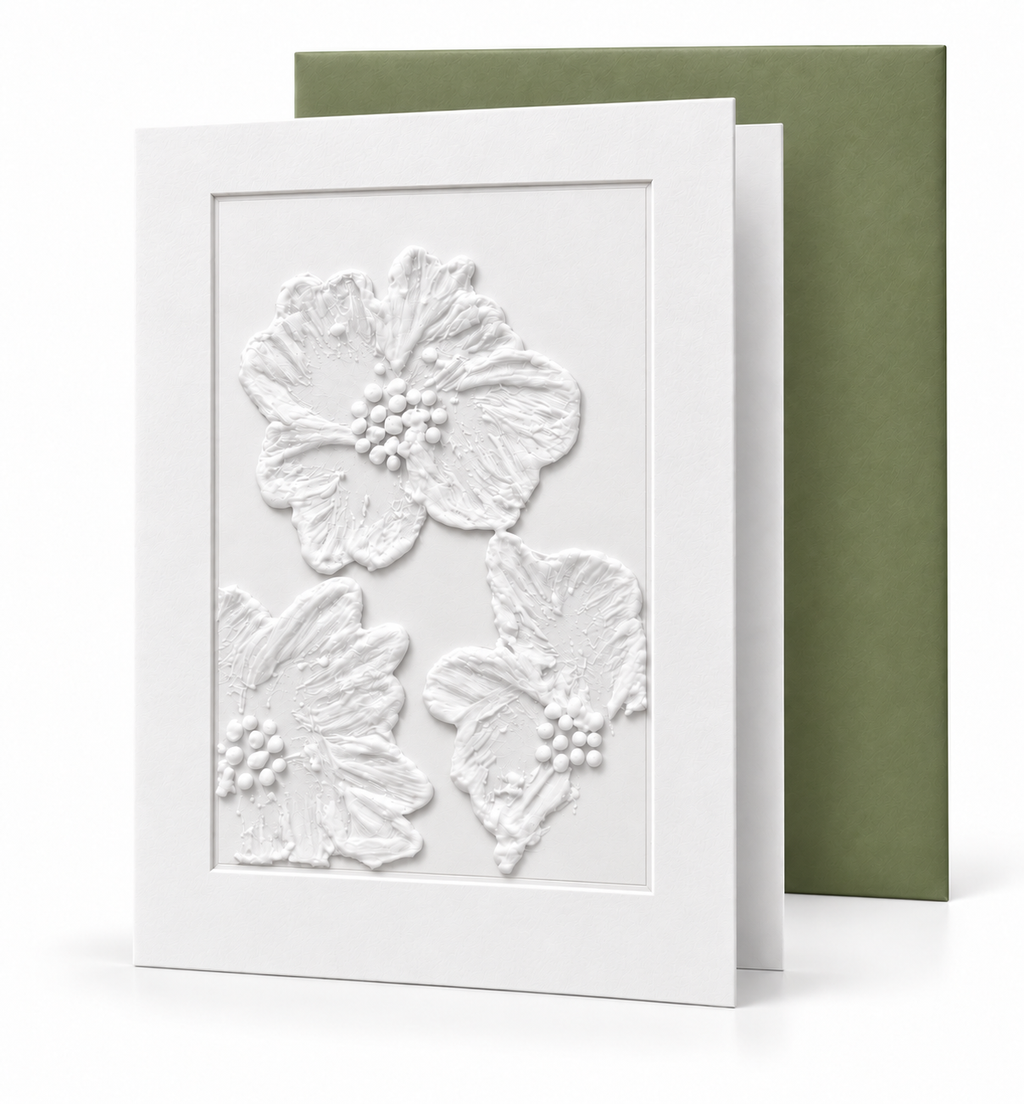 Sea Glass Textured Floral Painting Greeting Card